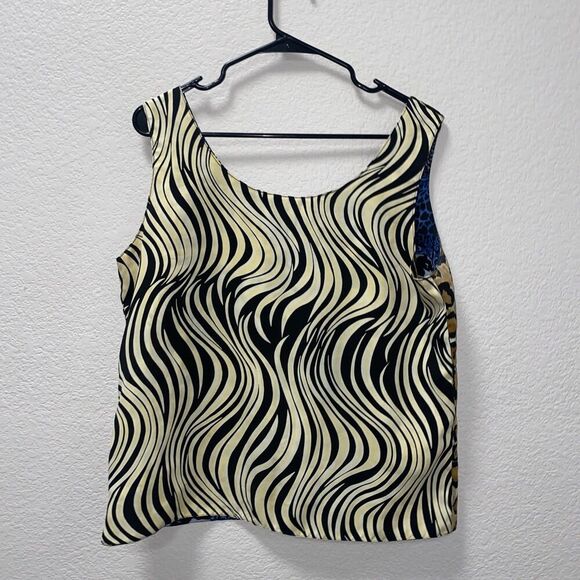 Jordan 90s Y2K Reversible Sleeveless Boat Neck Top Animal Print Floral Large - Picture 4 of 7